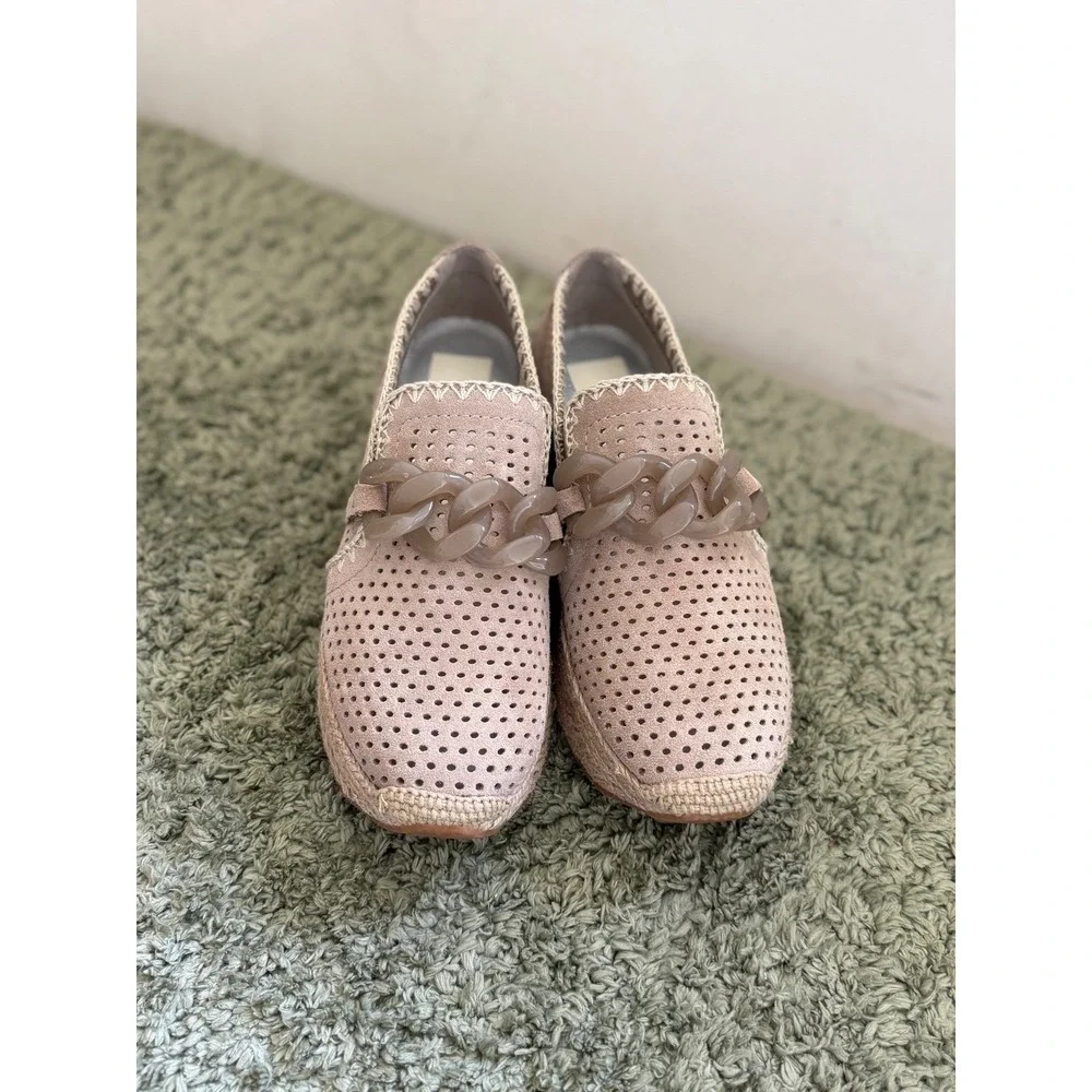Dolce‎ Vita Jhenee Taupe Suede Espadrille Platform Sneaker Chain Slip On 9